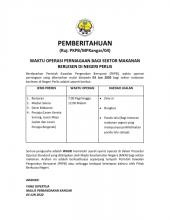 WAKTU OPERASI PERNIAGAAN BAGI SEKTOR MAKANAN BERLESEN DI NEGERI PERLIS